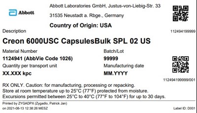 Creon 6000usc Spl (Creon 6000usc Capsulesbulk Spl 02 Us)